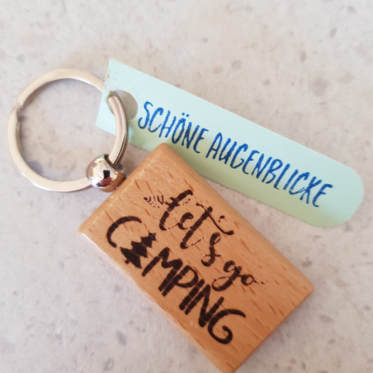 Schlüsselanhänger "Lets go Camping" mit Schönheitsfehler