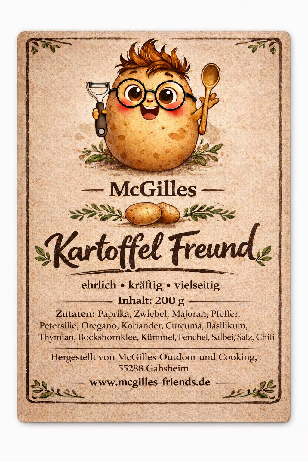 McGilles Kartoffel Freund, ehrlich  kräftig, vielseitig, eine Gewürzmischung für alle Kartoffelgerichte und vieles mehr 